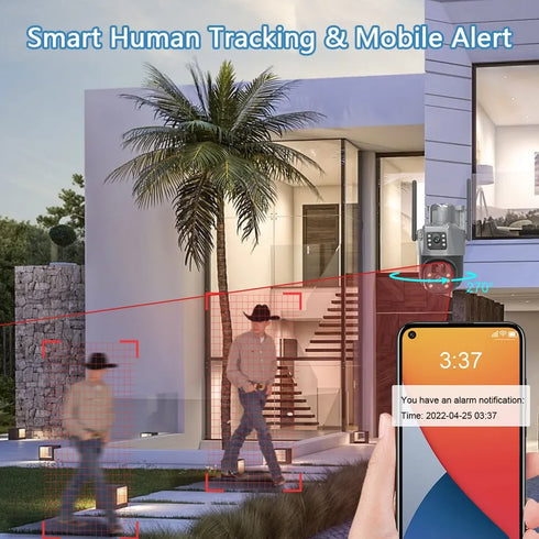4K 8MP Dual Lens PTZ Solar Camera Dual screen PIR Human Tracking Outdoor WIFI Security CTV Surveillance IP Camera