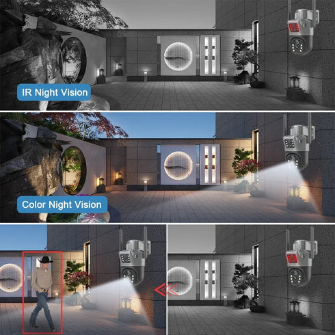 4K 8MP Dual Lens PTZ Solar Camera Dual screen PIR Human Tracking Outdoor WIFI Security CTV Surveillance IP Camera