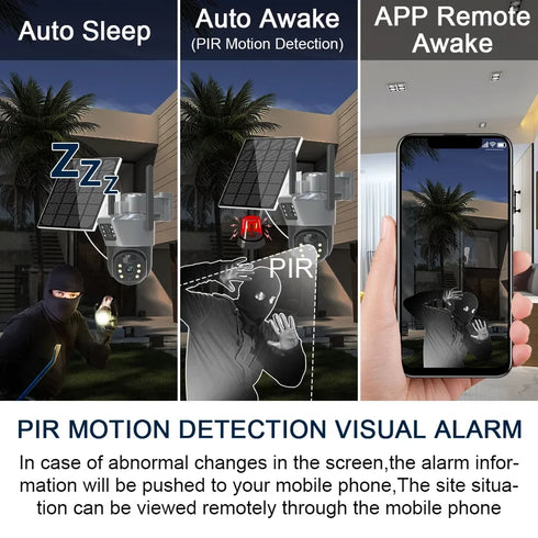 4K 8MP Dual Lens PTZ Solar Camera Dual screen PIR Human Tracking Outdoor WIFI Security CTV Surveillance IP Camera