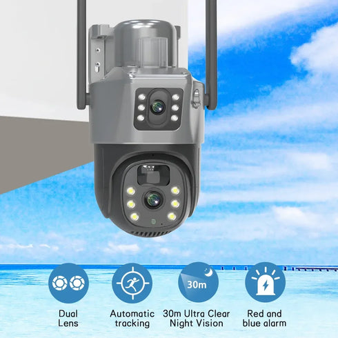 4K 8MP Dual Lens PTZ Solar Camera Dual screen PIR Human Tracking Outdoor WIFI Security CTV Surveillance IP Camera