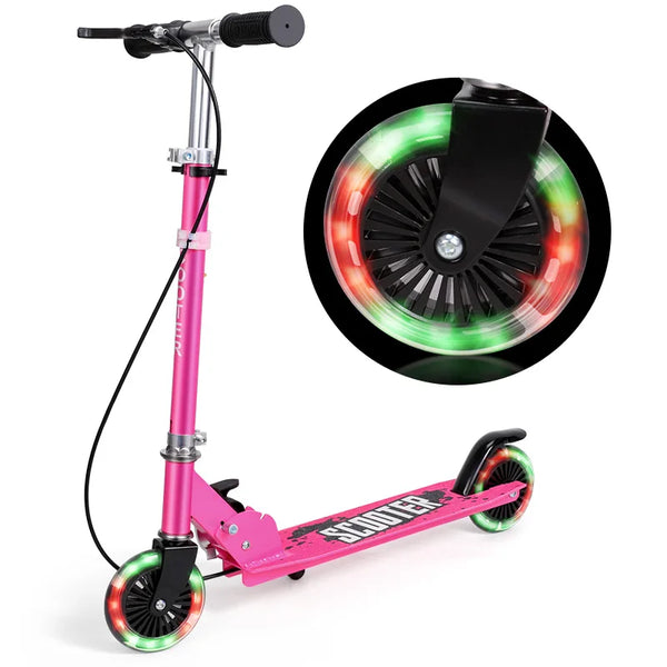 Kids E-Scooter with LED Lights & Easy Fold Foldable Kids Swing Scooter,Tri Slider Speeder Push Scooter with Adjustable Handle