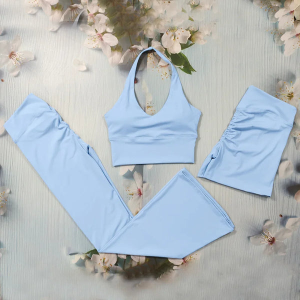 Scrunch Sports Suit Women's Yoga Set Gym Wear Sexy Sports Bras and Flared Leggings Sets Fitness Outfits Female Workout Clothes