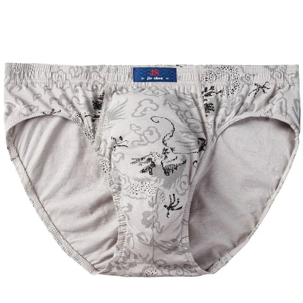 100% Cotton Men's Panties Plue Size Printed Briefs Underwear Loose Lingerie Moisture Absorbent Breathable Underpants