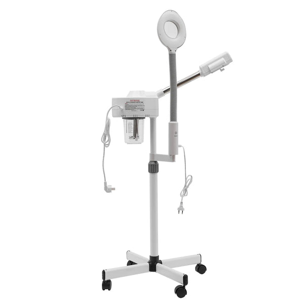 Dampfgerät für Gesicht, 2-in-1-Kombination, Zerstäuber, Ozon, Salon, Spa, Lupe, Luftbefeuchter mit LED-Lupenlampen, für Schönhei