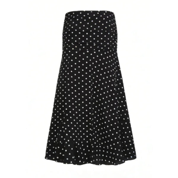 hirigin Polka Dot Floor-length Chiffon Skirt French Style Ruffled Mesh A-line Skirts Elegant Maxi Bottoms High Waist Streetwear