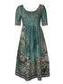 2025 summer new women's Bohemia loose fashion print round neck short sleeve long dress