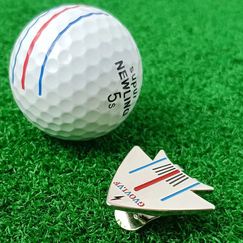 1pc Golf Putting Alignment Aiming Tool Ball Marker With Magnetic Hat Clip Aircraft pattern,Golf Training Accessories,For Golfer