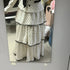 Korean Fashion Elegant Beige Polka Dot Women Set Long-sleeved Single Button Top High Waist A-line Ruffled Tiered Long Skirt 2pcs