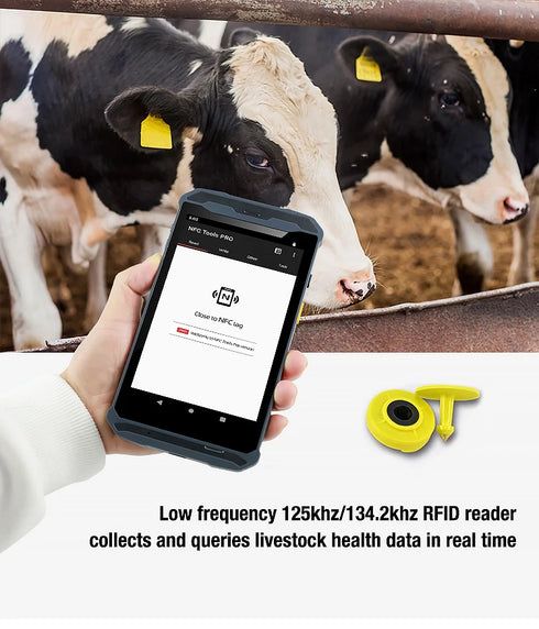 Handheld 125khz-134.2khz RFID Animal Ear Tag Reader Android PDAs Scanner for Cattle/goat Dairy Farm Livestock Data Management