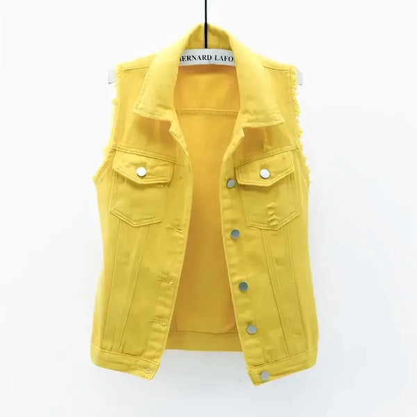 Fashion Denim Vest Women's Cropped Spring Summer Sleeveless Tops Short Jackets Waistcoat Top Outerwear Jean Cowboy Female