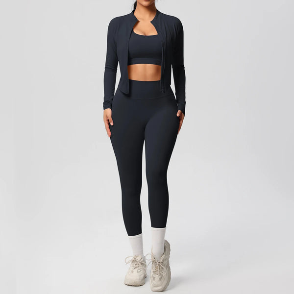 3pcs Sportswear Yoga Set Gym Sports Bra Zipper Jacket Leggings Clothes Sportswear Yoga Suits For Women Fitness Set Tracksuit