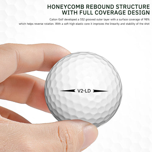 Caiton 100pcs 2-Layer Golf Balls - 332 Dimple, Max Distance, Spin Control, Durable, Precision - For Golf Training & Play