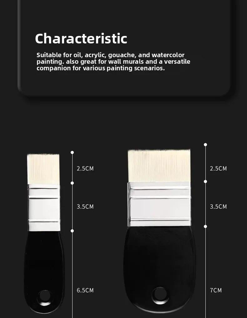 Oil Painting Nylon Pen Set Gouache Acrylic 1/3 Pcs Small/Medium/Large Sizes Flat Head Brush Wood Handle Painting Tools for Fine