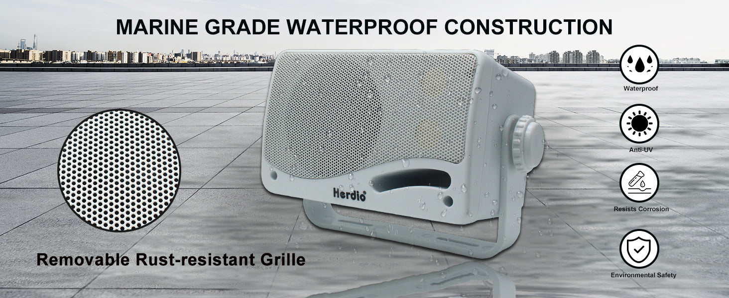 Herdio 3.5'' 2PCS Passive Outdoor Speakers Wired Waterproof 200W 3 Way Premium Mountable Wall Mount Speakers With Superior Sound