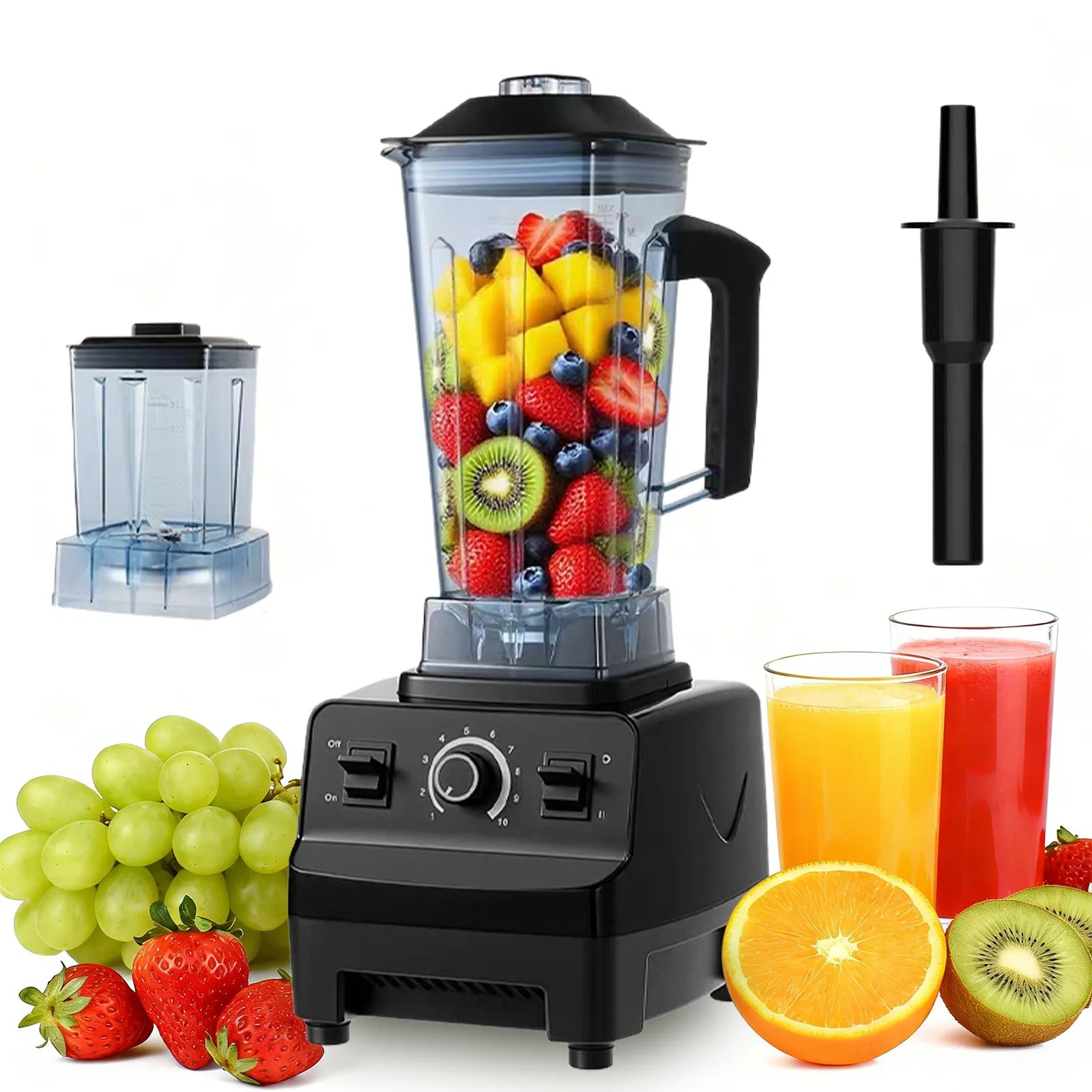 2-in-1 durable blender, fixed blender 2000w mini milkshake machine vertical blender for easy storage, black color for easy clean