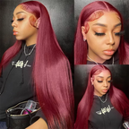 Wine Red #99J Remy Human Hair Weave 16-28 inch Long Silky Straight  Unprocessed Virgin Brazilian Hair Weft Extensions for Women