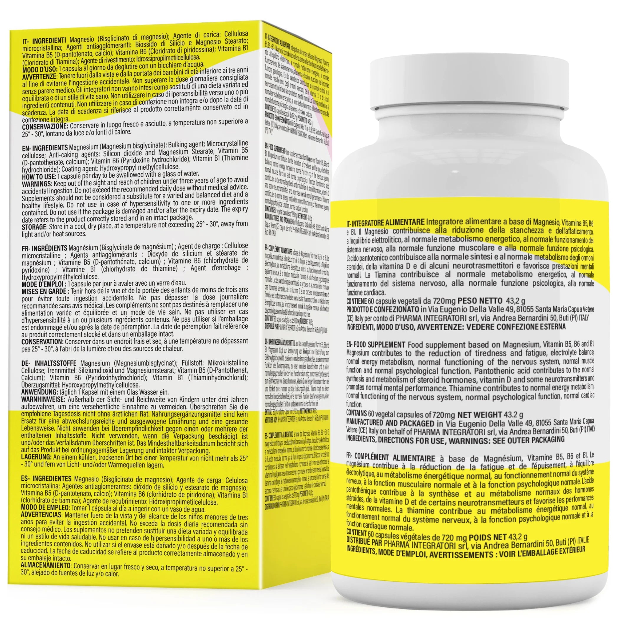 Magnesium Bisglycinate Capsules with Vitamin B6, Vitamin B1, Vitamin B5-Magnesium Pure Bisglycinate for Mental Tiredness-Magnesium Bisglycinate 250mg-Magnesium Bisglycinate
