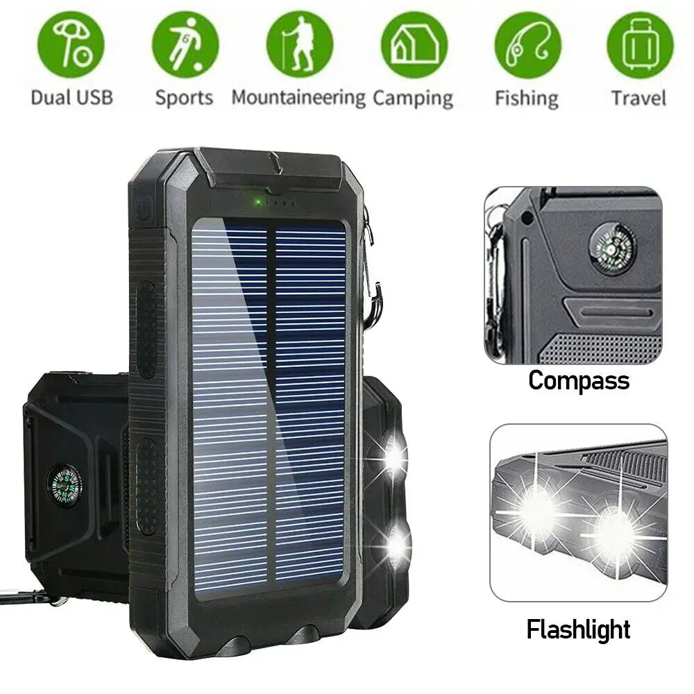 10000000mAh Solar Power Bank last 2USB LED Battery Charger For Cell Phone Main image