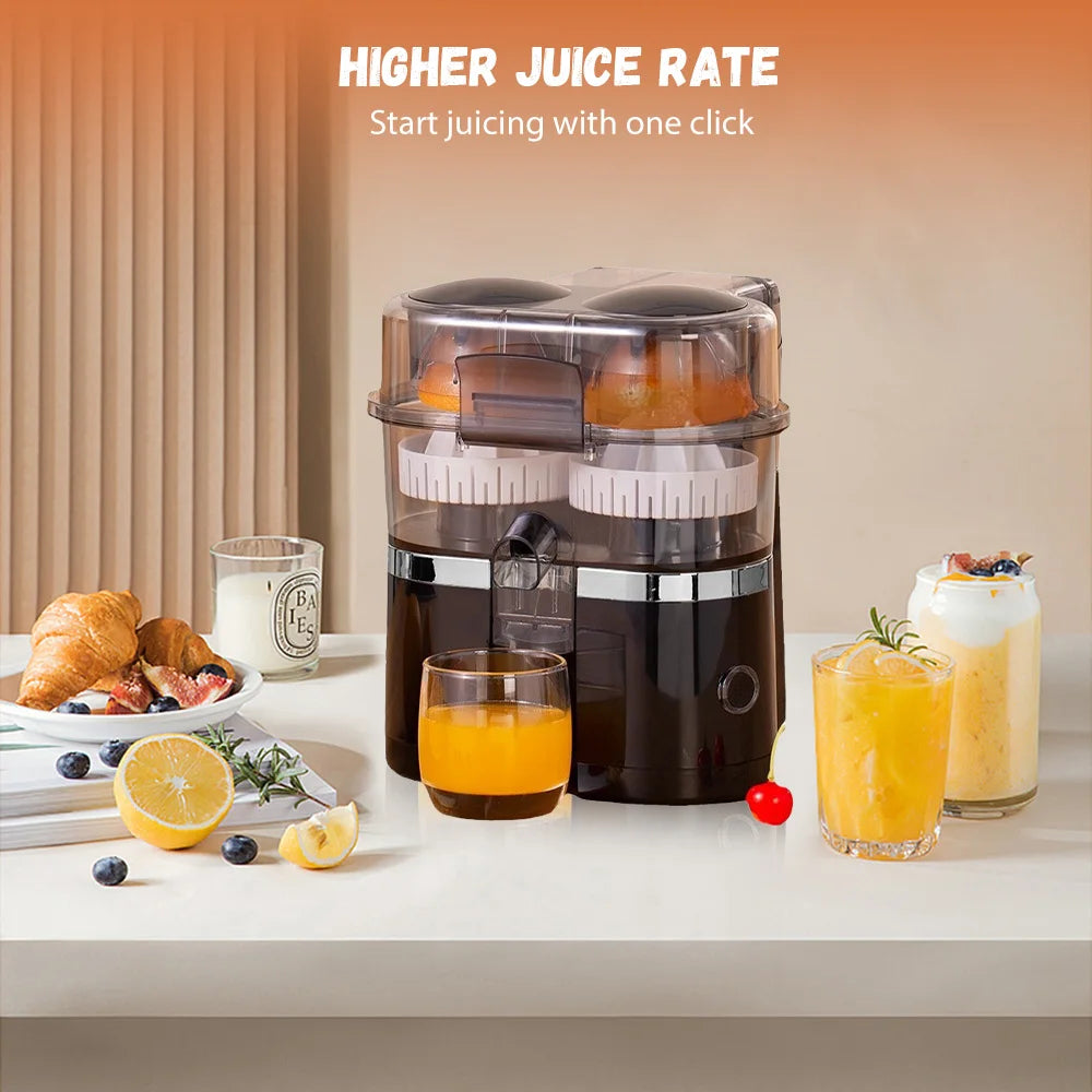 New Double Head Electric Juicer Built-in Fruit Cutting Function Automatic Lifting Squeezing 200W Brushless Motor Portable Home Fruit Juice Extractor