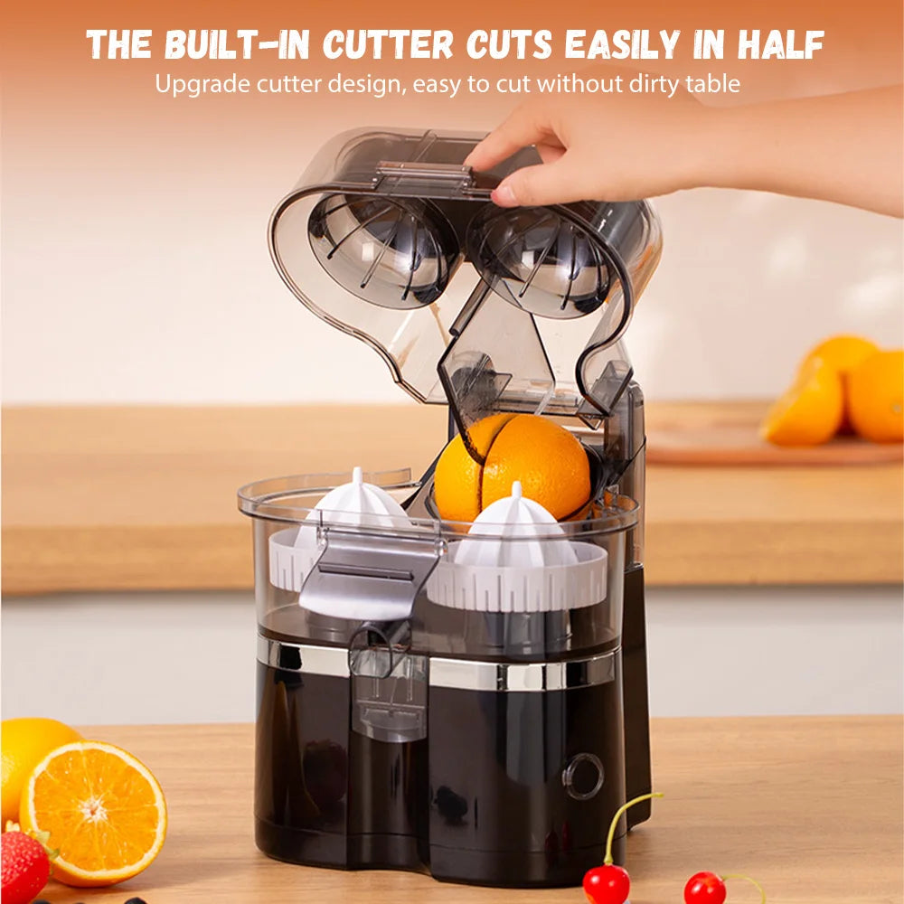 New Double Head Electric Juicer Built-in Fruit Cutting Function Automatic Lifting Squeezing 200W Brushless Motor Portable Home Fruit Juice Extractor