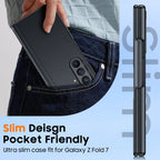 Fit for Magsafe,Hinge Protection,Screen Protector,Built-in Hidden Kickstand,Slim Shockproof Phone Case for Galaxy Z Fold 7-Black