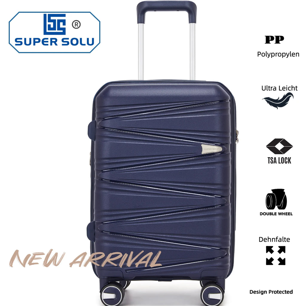 SUPER SOLU Berlin series: XL 28 inch/74 cm hard case expandable, PP easily weight suitcase with water-repellent zipper, TSA & 360 ° double roll premium check luggage 106L-shipping from DE