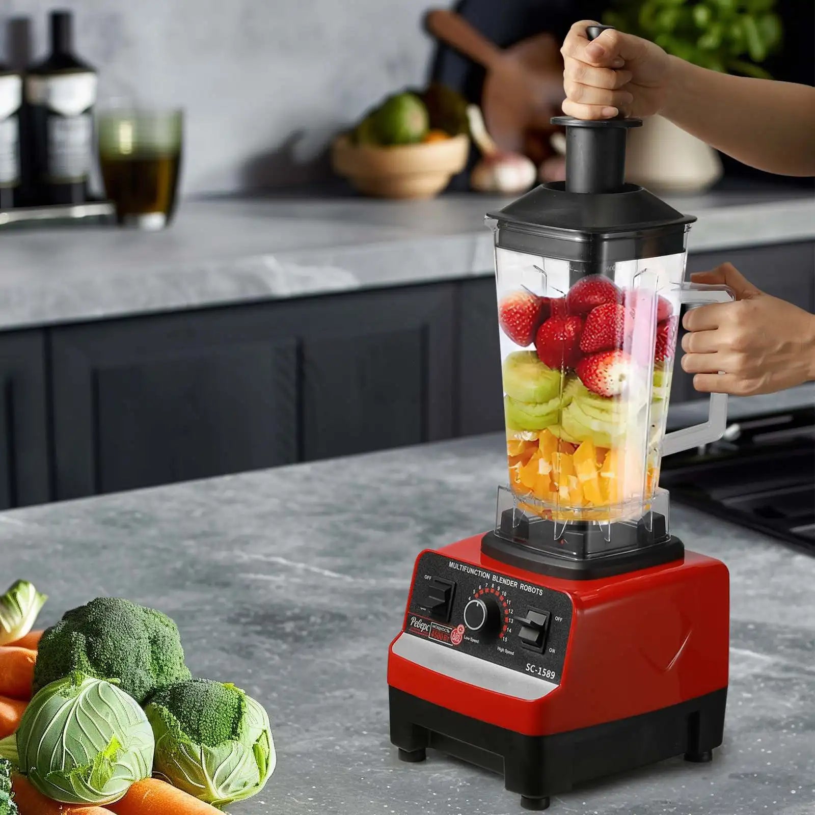 2-in-1 durable blender, fixed blender 2000w mini milkshake machine vertical blender for easy storage, black color for easy clean