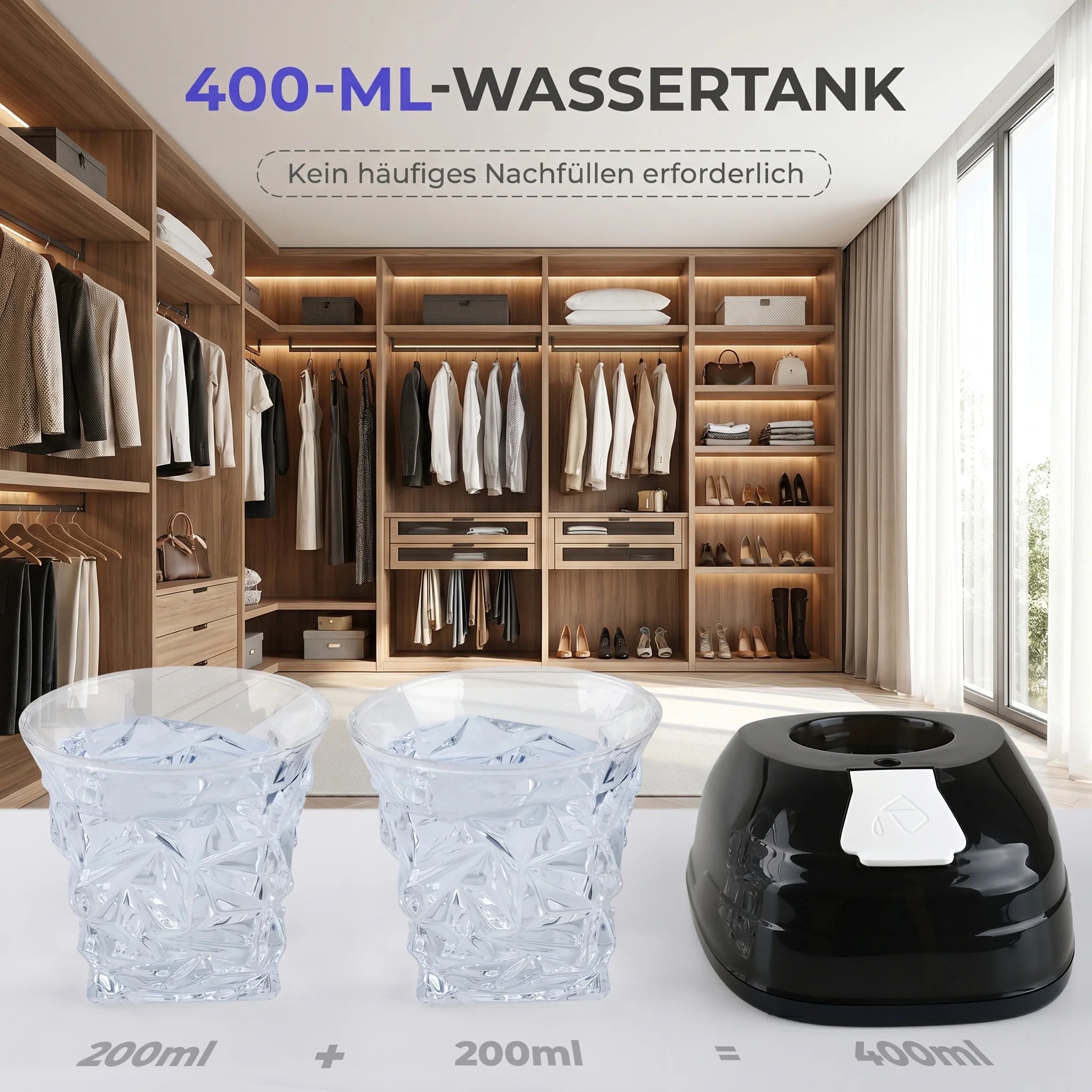 Portable Clothes Steamer 1800W Handheld Steam Iron, 3 Levels Adjustable 25-35g/min, Steam Brush with 400ml Detachable Water Tank, 20s Fast Heating, for Travel & Home, Wrinkle Remover for Clothes Secondary image