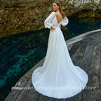 Lakshmigown A-Line Plunging V-neck Lace Appliques Long Sleeves Wedding Dress 2026 Floor-length Backless Bridal Gown Customized