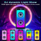 Wireless Bluetooth Speaker, Karaoke Machine with 2 Microphone, Home Karaoke Party Speaker with LED Light