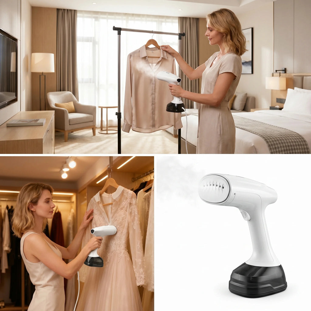 Portable Clothes Steamer 1800W Handheld Steam Iron, 3 Levels Adjustable 25-35g/min, Steam Brush with 400ml Detachable Water Tank, 20s Fast Heating, for Travel & Home, Wrinkle Remover for Clothes