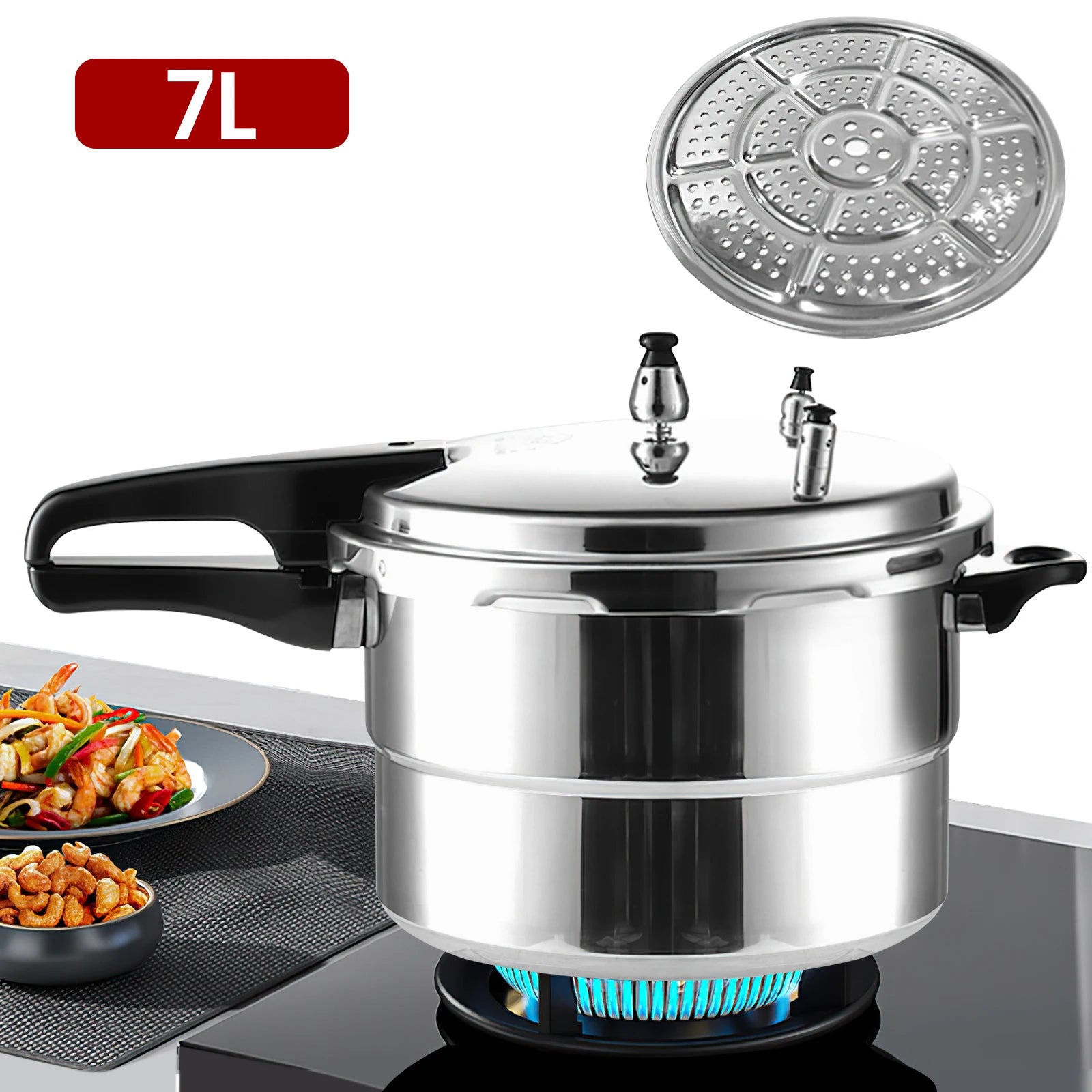 3 L/7L Aluminium Alloy Pressure Cooker 18cm/24cm Bottom 3L/7LPressure Cooker for Gas Stove Aluminium Alloy Pressure Cooker