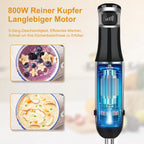 6 in 1 Handheld hand Immersion Blender - Stainless Steel Stick Blender with 5 Speed, Chopper, Whisk And Milk Frother