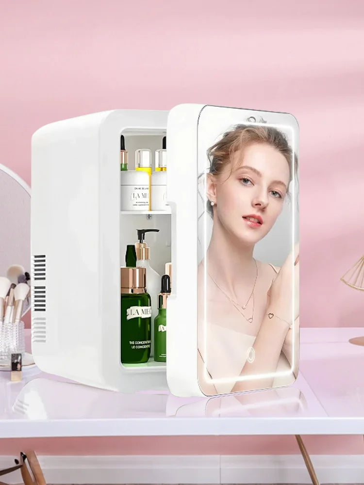 Mirror Car Refrigerator Home Small Fridge Mask For Makeup Cosmetics Home Refrigerator Cooling With LED Light Refrigerator For Makeup 4L/6L EU