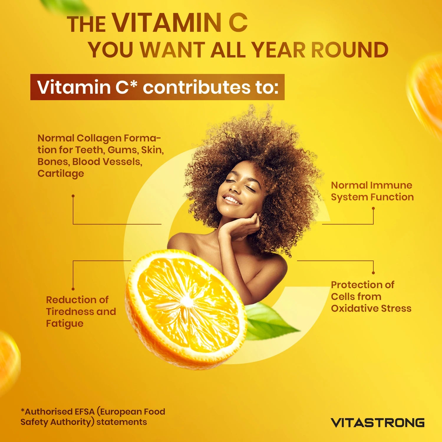 Vitastrong Vitamin C 1000mg High Dose-200 Tablets, 100% Vegan, Slow Release Ascorbic Acid for Immune Support, Skin Health, Fatigue Reduction and Collagen Formation Secondary image