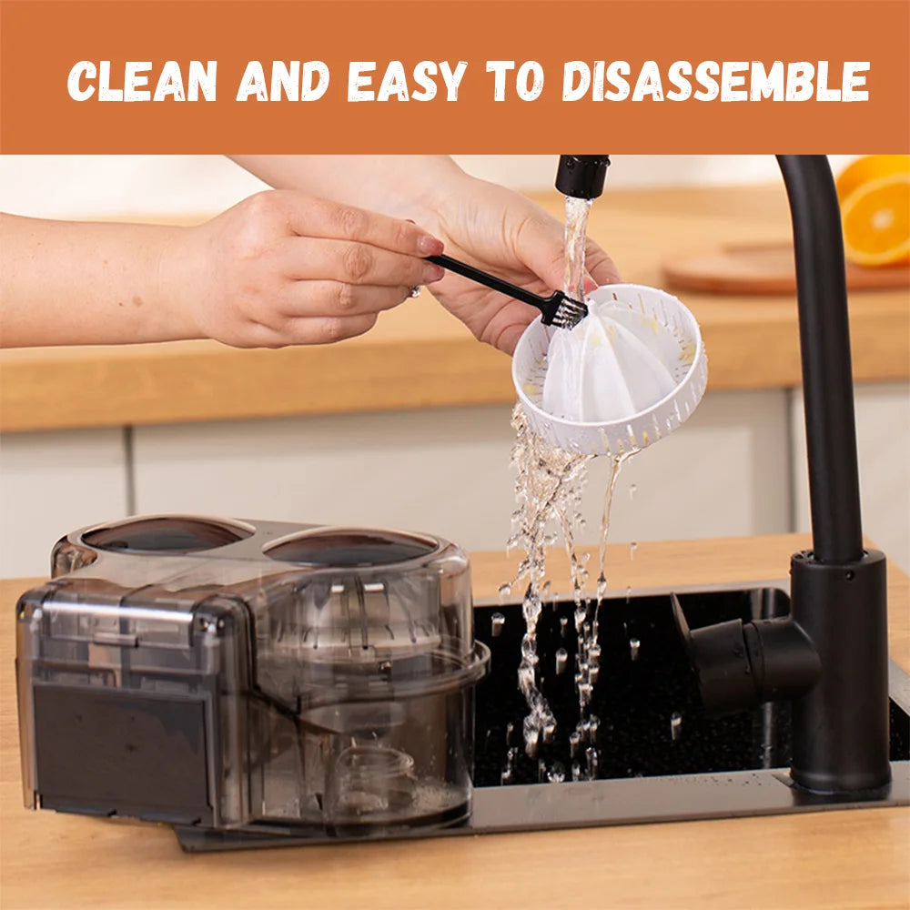 New Double Head Electric Juicer Built-in Fruit Cutting Function Automatic Lifting Squeezing 200W Brushless Motor Portable Home Fruit Juice Extractor