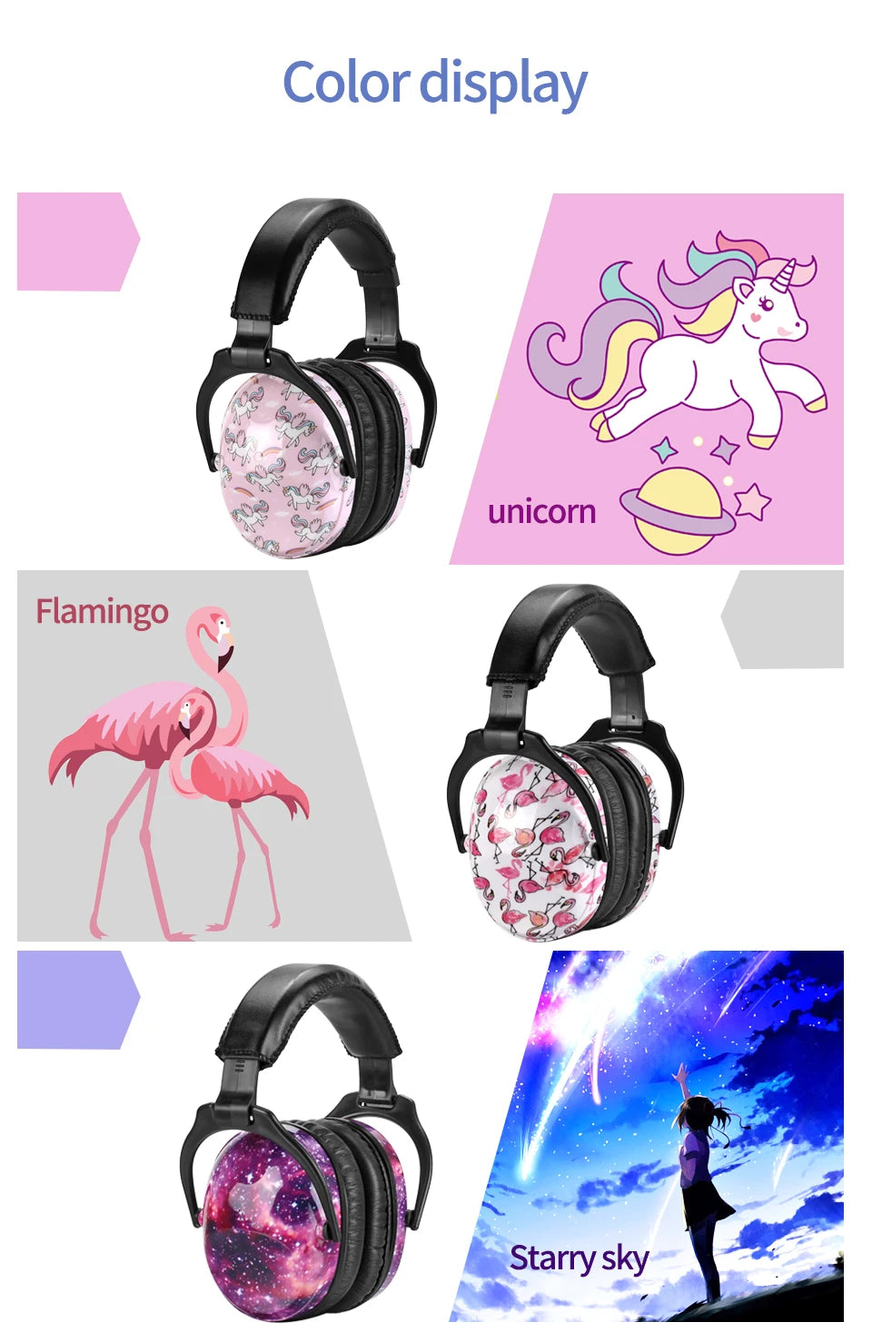 ZOHAN Ear Protector Passive Earmuffs NRR22DB Anti-noise Reduction hip-hop Safety Ear Muffs for kid girls boys