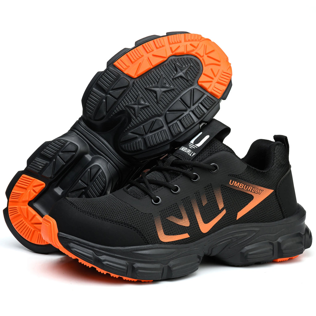 New Arrivals Orange Light Weight Steel Toe Brand MD Sole Fashion Sport Comfortable Breathable Work Safety Shoes for Men