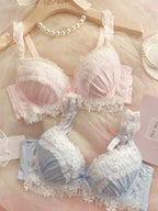 Steel ring push up bra set pure desire wind big cup girl underwear embroidery lace large size lingerie with panties set