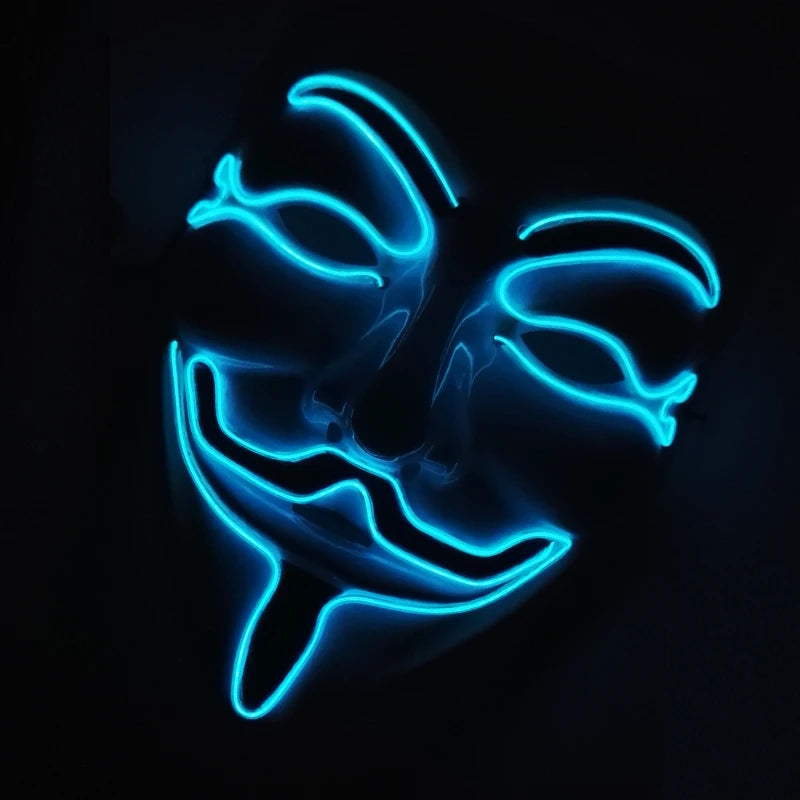 V For Vendetta Mask Cosplay Guy Fawkes Hacker Glowing Mask For Halloween Carnival  Decor Props