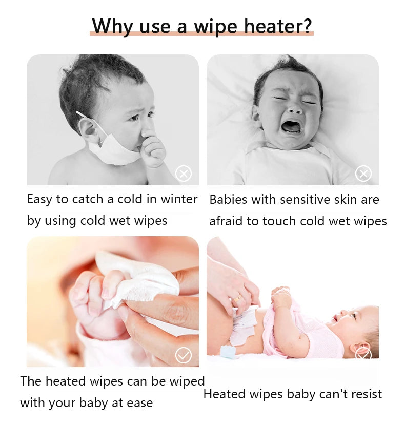 DMWD Household Wet Wipes Heaters Electric Baby Wet Tissue Warmer Portable Heating box Wet Towel Dispenser Thermostat 45-55℃ 220