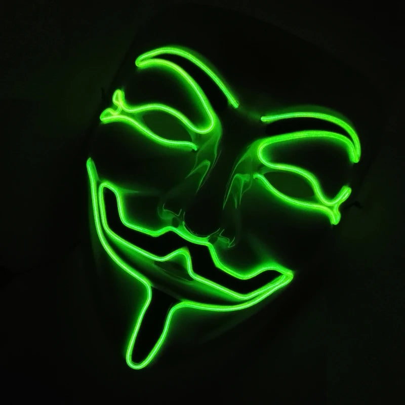 V For Vendetta Mask Cosplay Guy Fawkes Hacker Glowing Mask For Halloween Carnival  Decor Props