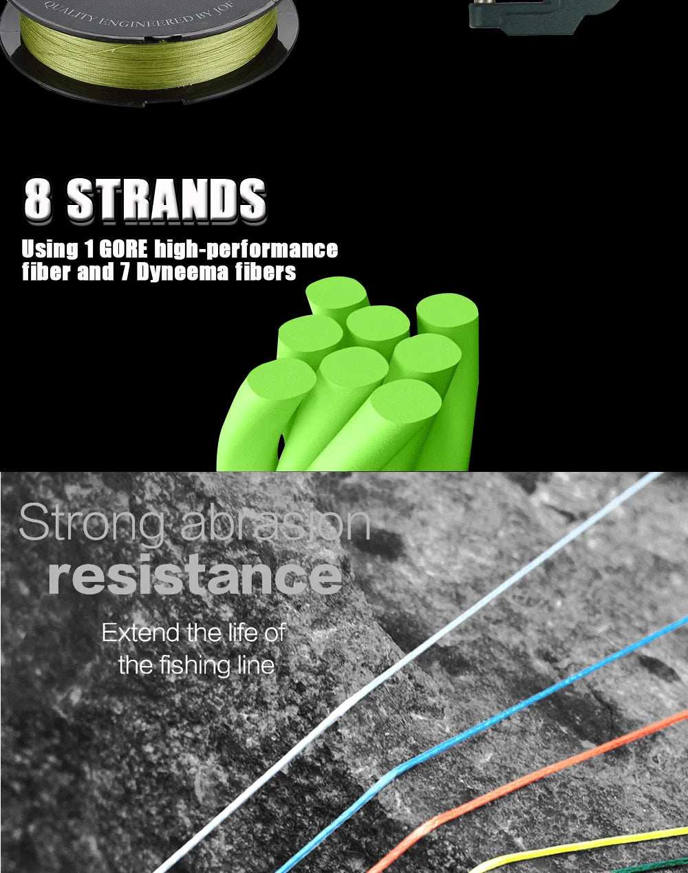 JOF X8 150M 300M 500M Braided Fishing Line 8 Strands MultiColor Multifilament Saltwater PE Line15 20 30 40 60 80 100LB