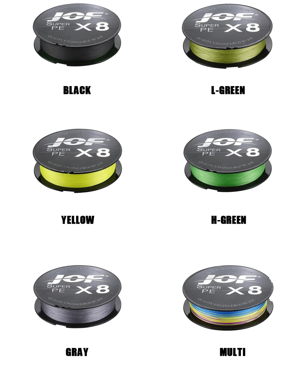 JOF X8 150M 300M 500M Braided Fishing Line 8 Strands MultiColor Multifilament Saltwater PE Line15 20 30 40 60 80 100LB