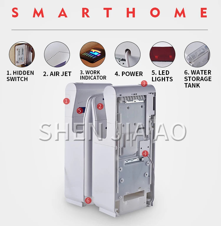 High Speed Hand Dryer Fully Automatic Induction Hand Dryer Hotel Hand Blowing Dual Motor Jet Quick Hand Dryer 2000W