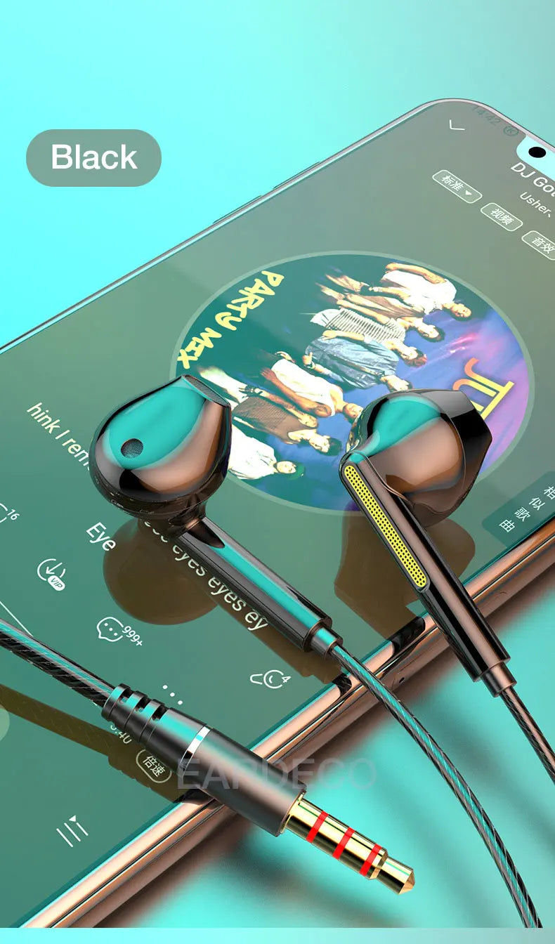 EARDECO Headphone Headset with Mic Wired Headphones Heavy Bass In Ear Stereo Wired Earphone Earbuds Wire Game Phone Earphones