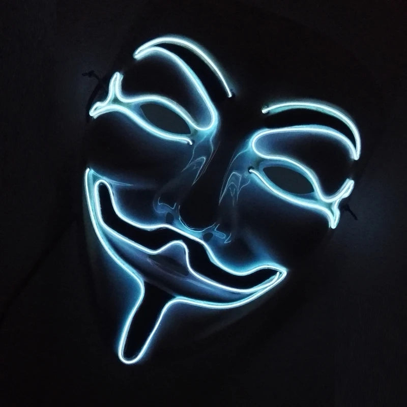 V For Vendetta Mask Cosplay Guy Fawkes Hacker Glowing Mask For Halloween Carnival  Decor Props