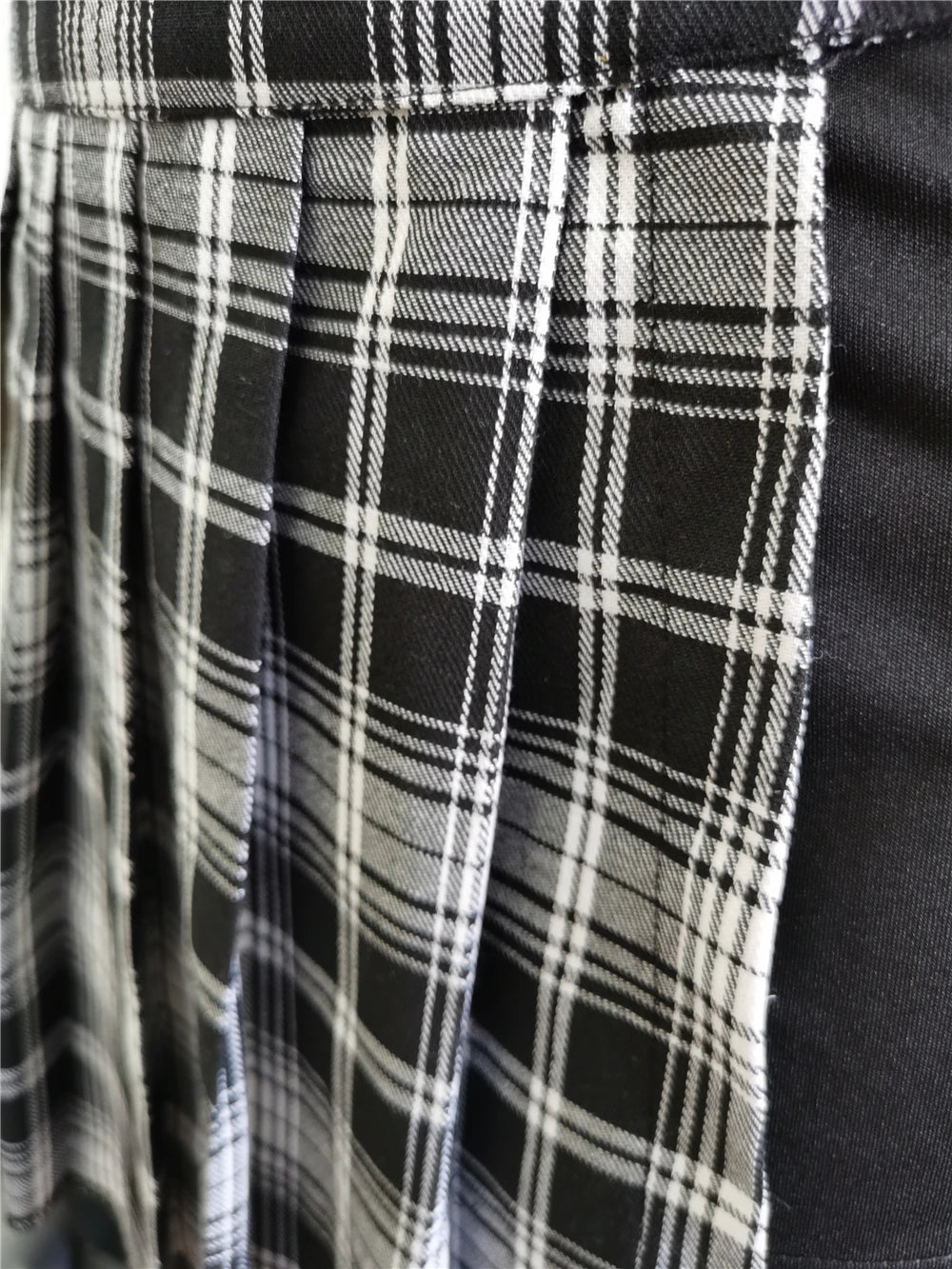Pleated Girls Gothic Half Skirts Summer Harajuku Punk Style Plaid Irregular Skirts Women Asymmetrical High Waist Black Skirts