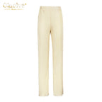 Clacive Causal Loose Home Suit Autumn Long Sleeve Blouse With High Wasit Pants Set Women Elegant Pleated Beige 2 Piece Pant Sets