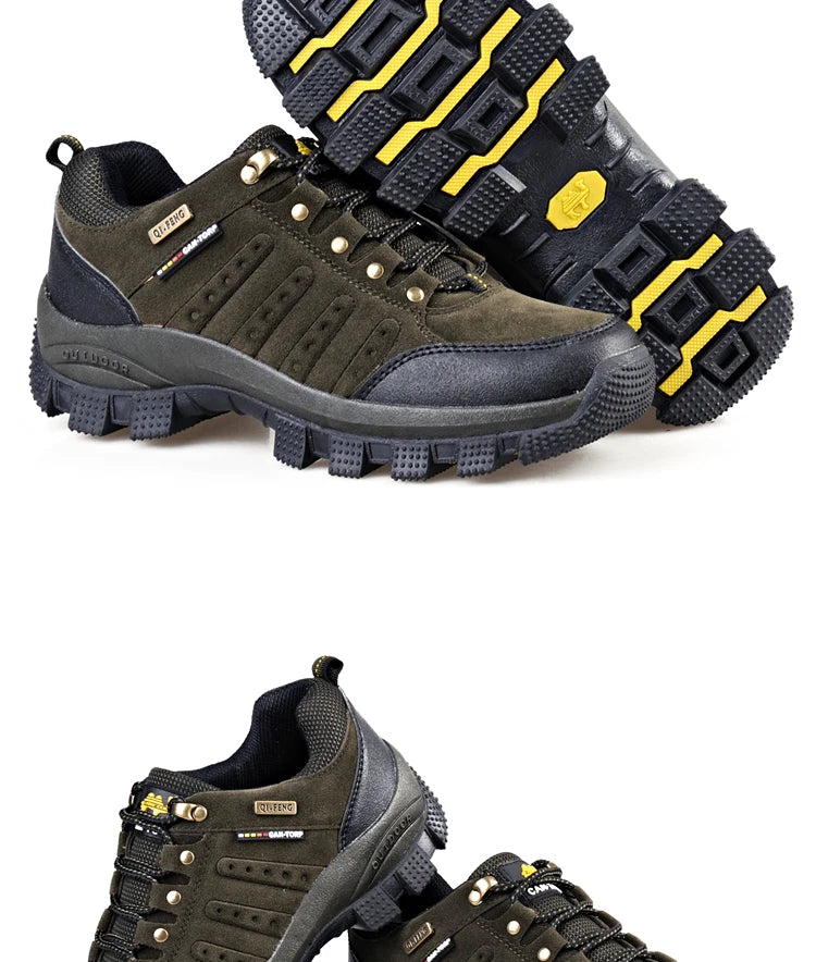 Hiking Shoes Non Slip Mountain Sneakers Winter Lace Up Retro Leather Shoe Sport Outdoor Trail Off-Road Trek Men Women Footwear